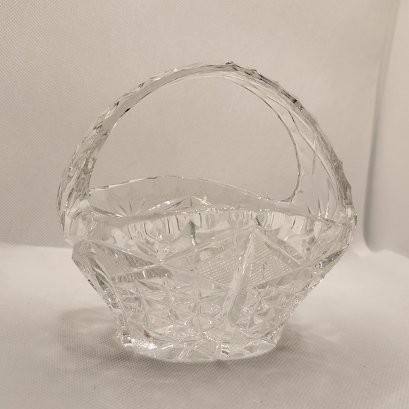 Vintage Crystal Cut Glass Basket - Picture 6 of 7